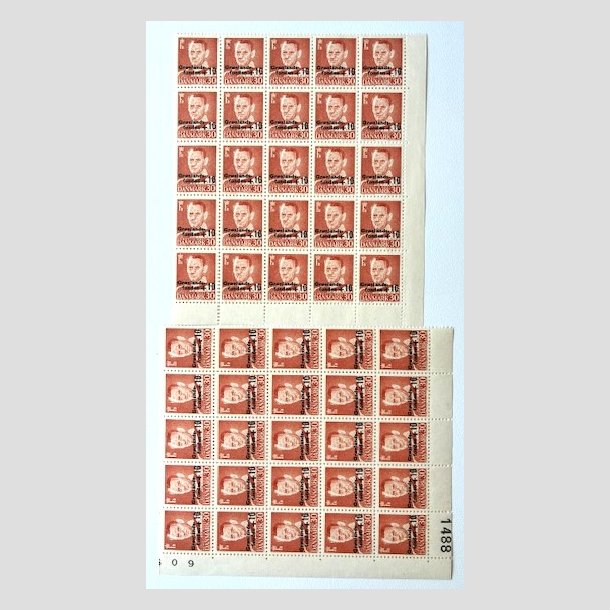 FRIM�RKER DANMARK | 1958 - AFA 373 - Gr�nlandsfonden - +10/30 �re r�d x 50 stk. - Postfrisk