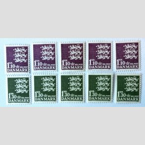 FRIM�RKER DANMARK | 1965 - AFA 436 - Rigsv�ben - 1,10 + 1,30 kr. x 5 stk. s�t - Postfrisk