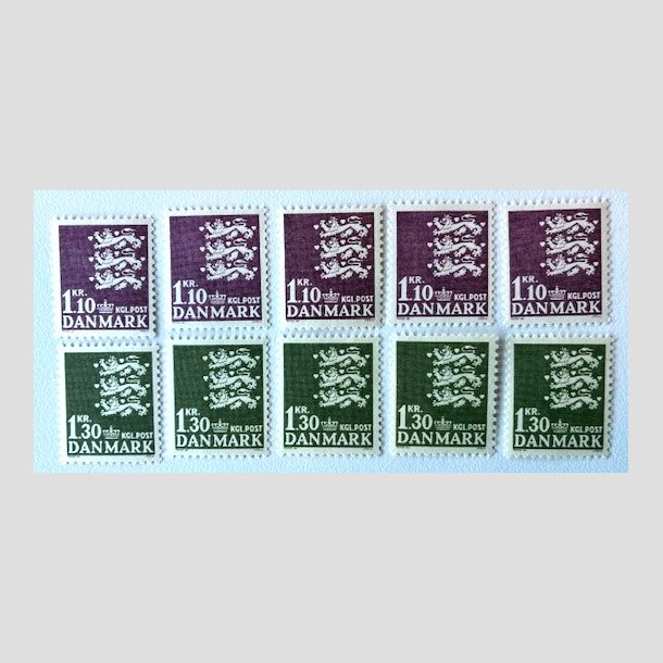 FRIM�RKER DANMARK | 1965 - AFA 436 - Rigsv�ben - 1,10 + 1,30 kr. x 5 stk. s�t - Postfrisk