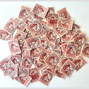 FRIM�RKER DANMARK | 1953-56 - AFA 349 - Kongeriget 1000 �r - 30 �re r�d x 52 stk. - Lux Stemplet