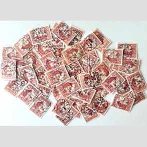 FRIM�RKER DANMARK | 1953-56 - AFA 349 - Kongeriget 1000 �r - 30 �re r�d x 52 stk. - Lux Stemplet