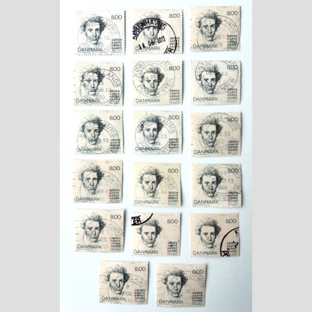 FRIM�RKER DANMARK | 2013 - AFA 1740 - S�ren Kierkegaard 200 �r. - 8,00 Kr. x 17 stk. - P�nt Stemplet