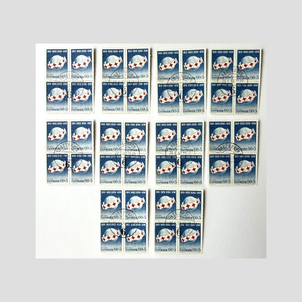 FRIM�RKER DANMARK | 1959 - AFA 379 - R�de Kors - 60 + 5 �re bl�/r�d - 10 x 4-blok - Lux stemplet