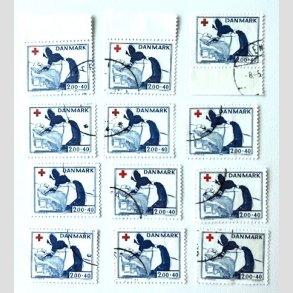 FRIM�RKER DANMARK | 1983 - AFA 764 - Dansk R�de Kors - 2,00 Kr. + 40 �re x 12 stk. - Hj�rnestemplet