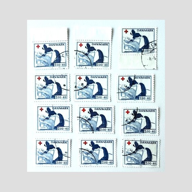FRIM�RKER DANMARK | 1983 - AFA 764 - Dansk R�de Kors - 2,00 Kr. + 40 �re x 12 stk. - Hj�rnestemplet