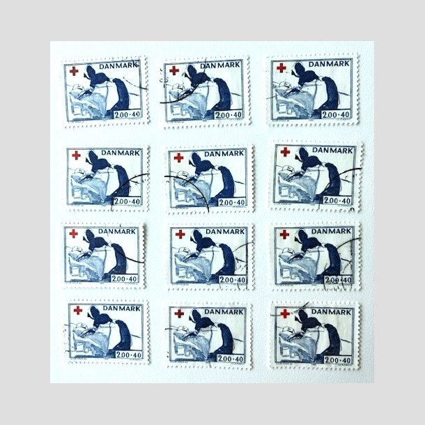 FRIM�RKER DANMARK | 1983 - AFA 764 - Dansk R�de Kors - 2,00 Kr. + 40 �re x 12 stk. - Hj�rnestemplet
