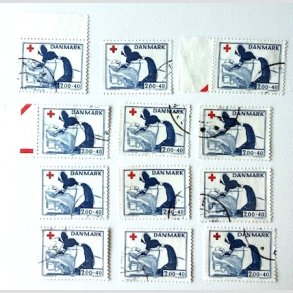 FRIM�RKER DANMARK | 1983 - AFA 764 - Dansk R�de Kors - 2,00 Kr. + 40 �re x 12 stk. - Hj�rnestemplet