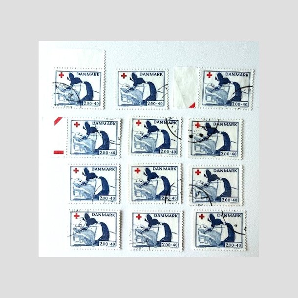 FRIM�RKER DANMARK | 1983 - AFA 764 - Dansk R�de Kors - 2,00 Kr. + 40 �re x 12 stk. - Hj�rnestemplet