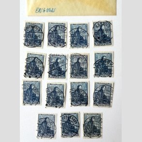 FRIM�RKER DANMARK | 1938 - AFA 251 - Thorvaldsen - 30 �re bl� x 15 stk. i pose - Pragt Stemplet