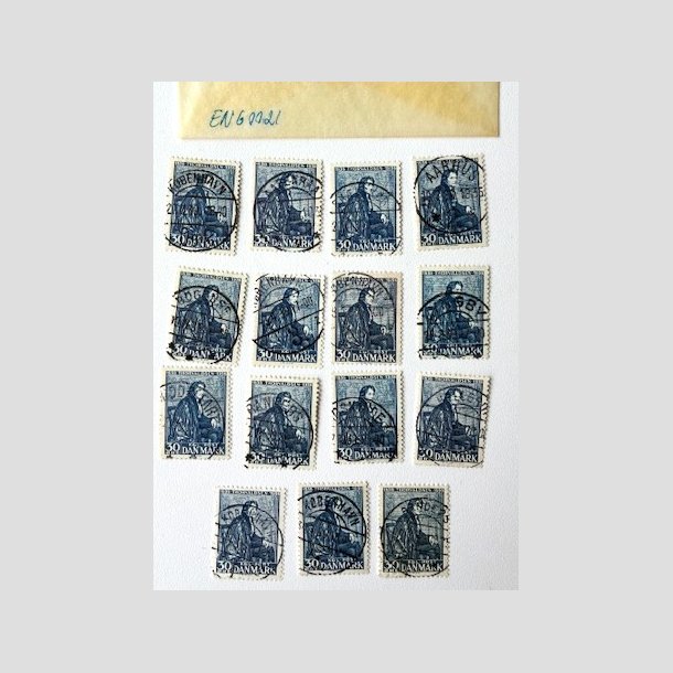 FRIM�RKER DANMARK | 1938 - AFA 251 - Thorvaldsen - 30 �re bl� x 15 stk. i pose - Pragt Stemplet