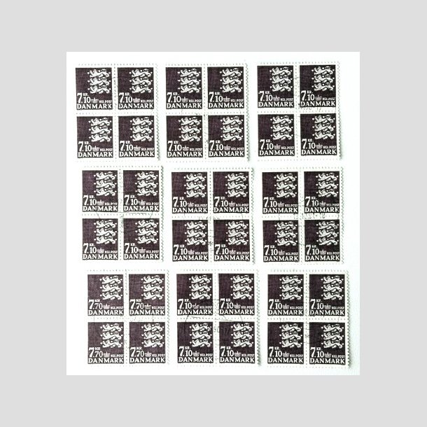FRIM�RKER DANMARK | 1988 - AFA 901 - Rigsv�ben - 7,10 Kr. m�rklilla i 4-blok x 9 stk. - P�nt stemplet