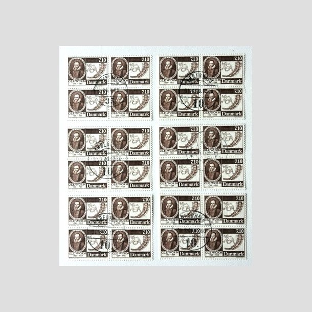 FRIM�RKER DANMARK | 1988 - AFA 905 - Naturforskeren Ole Worm  - 7,10 Kr. i 4-blok x 6 - P�nt stemplet