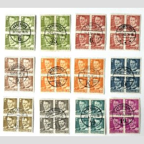 FRIM�RKER DANMARK | 1948-50 - AFA 306-14 (incl. a) - Fr. IX 15-75 �re i 4-blokke - P�nt Stemplet