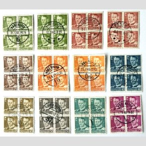 FRIM�RKER DANMARK | 1948-50 - AFA 306-14 (incl. a) - Fr. IX 15-75 �re i 4-blokke - P�nt Stemplet