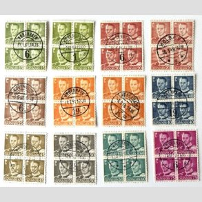 FRIM�RKER DANMARK | 1948-50 - AFA 306-14 (incl. a) - Fr. IX 15-75 �re i 4-blokke - P�nt Stemplet