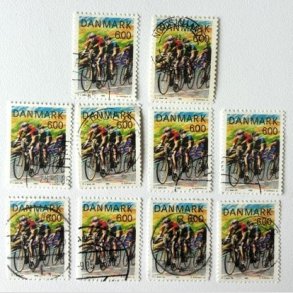 FRIM�RKER DANMARK | 1985 - AFA 838 - Sport - 6,00 Kr. flerfarvet 10 stk. - P�nt Stemplet
