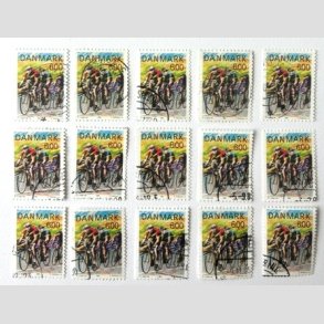 FRIM�RKER DANMARK | 1985 - AFA 838 - Sport - 6,00 Kr. flerfarvet 15 stk. - P�nt Stemplet
