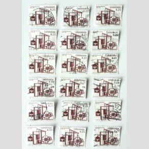 FRIM�RKER DANMARK | 1990 - AFA 961 - Dampmaskinen 200 �r. - 8,25 Kr. brunr�d x 18 stk. - Stemplet
