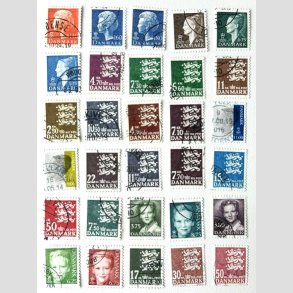 FRIM�RKER DANMARK | Bedre v�rdier - 30 stk. forskellige Margrethe/Rigsv�ben - P�nt stemplet