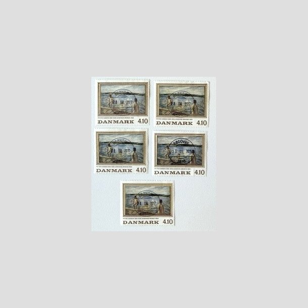 FRIM�RKER DANMARK | 1988 - AFA 921 - Peter Hansen - 4,10 Kr. flerfarvet x 5 stk. - Lux Stemplet