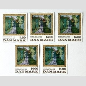 FRIM�RKER DANMARK | 1991 - AFA 1006 - Edvard Weie - 14,00 Kr. x 5 stk. - Lux stemplet
