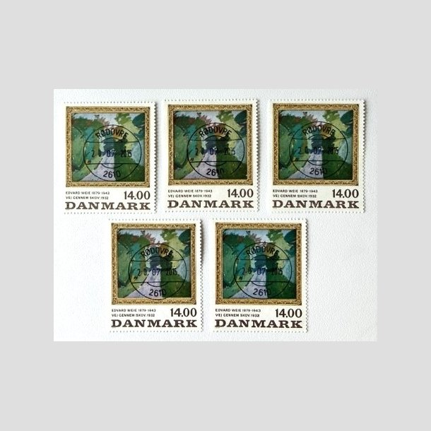 FRIM�RKER DANMARK | 1991 - AFA 1006 - Edvard Weie - 14,00 Kr. x 5 stk. - Lux stemplet