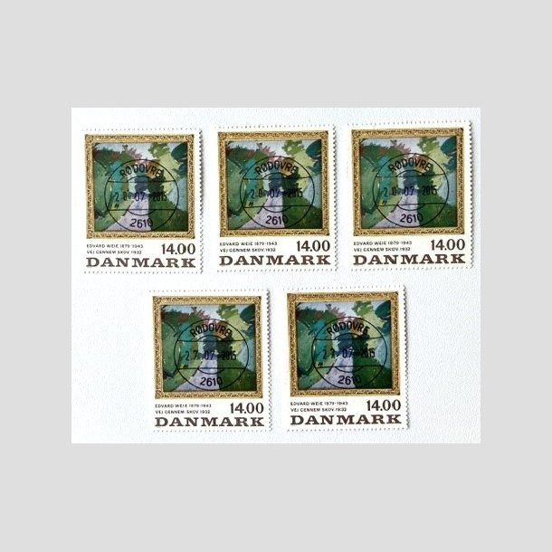FRIM�RKER DANMARK | 1991 - AFA 1006 - Edvard Weie - 14,00 Kr. x 5 stk. - Lux stemplet