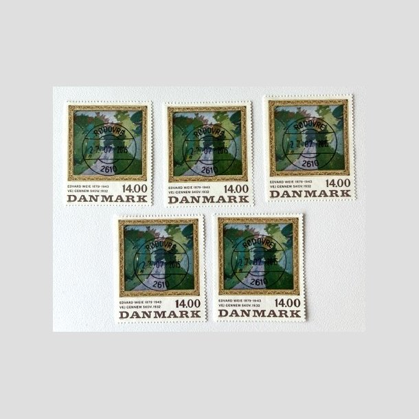 FRIM�RKER DANMARK | 1991 - AFA 1006 - Edvard Weie - 14,00 Kr. x 5 stk. - Lux stemplet