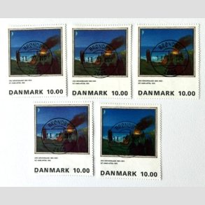 FRIM�RKER DANMARK | 1995 - AFA 1099 - Maleriserie 8. - 10,00 kr. x 5 stk. Jens S�ndergaard - Lux stemplet