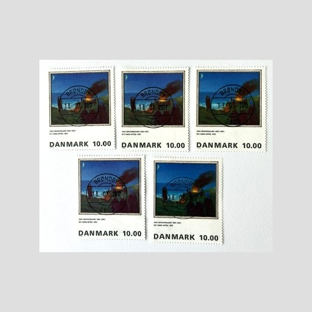 FRIM�RKER DANMARK | 1995 - AFA 1099 - Maleriserie 8. - 10,00 kr. x 5 stk. Jens S�ndergaard - Lux stemplet