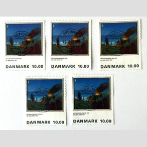 FRIM�RKER DANMARK | 1995 - AFA 1099 - Maleriserie 8. - 10,00 kr. x 5 stk. Jens S�ndergaard - Lux stemplet