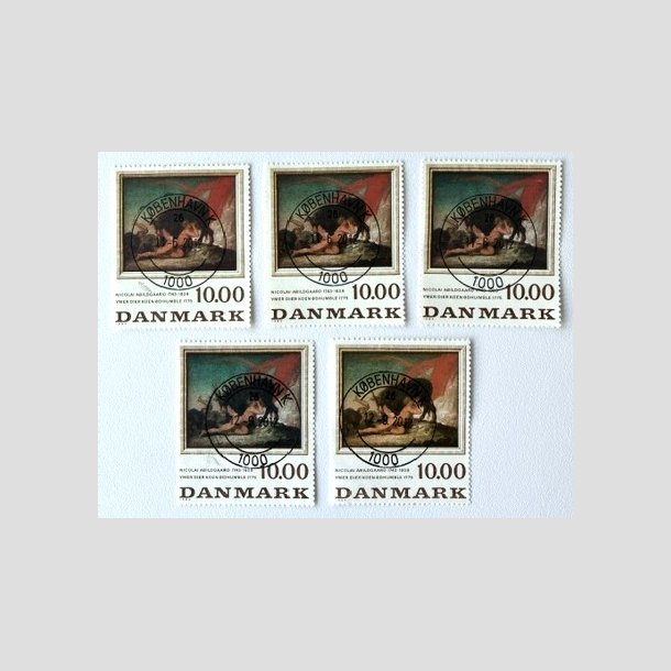 FRIM�RKER DANMARK | 1984 - AFA 817 - N. Abildgaard - 10,00 Kr. flerfarvet x 5 stk. - Lux Stemplet