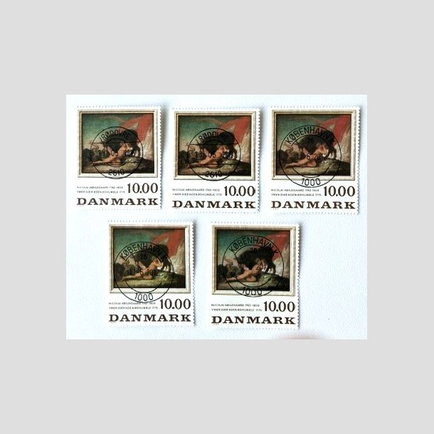 FRIM�RKER DANMARK | 1984 - AFA 817 - N. Abildgaard - 10,00 Kr. flerfarvet x 5 stk. - Lux Stemplet