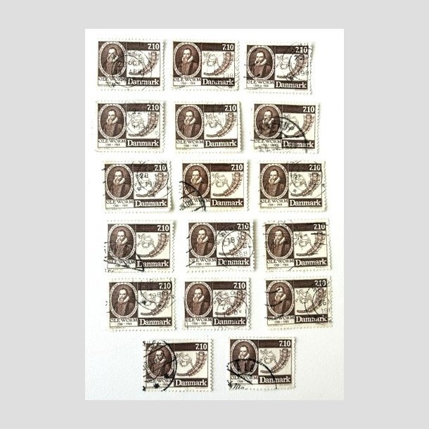 FRIM�RKER DANMARK | 1988 - AFA 905 - Naturforskeren Ole Worm  - 7,10 Kr. brun x 17 stk. - Stemplet