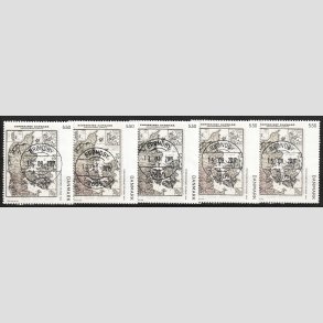 FRIM�RKER DANMARK | 2009 - AFA 1585 - Danmarkskort - 5,50 Kr. x 5 stk. - Lux Stemplet