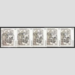 FRIM�RKER DANMARK | 2009 - AFA 1585 - Danmarkskort - 5,50 Kr. x 5 stk. - Lux Stemplet