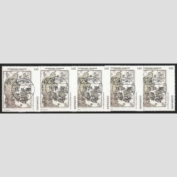 FRIM�RKER DANMARK | 2009 - AFA 1585 - Danmarkskort - 5,50 Kr. x 5 stk. - Lux Stemplet