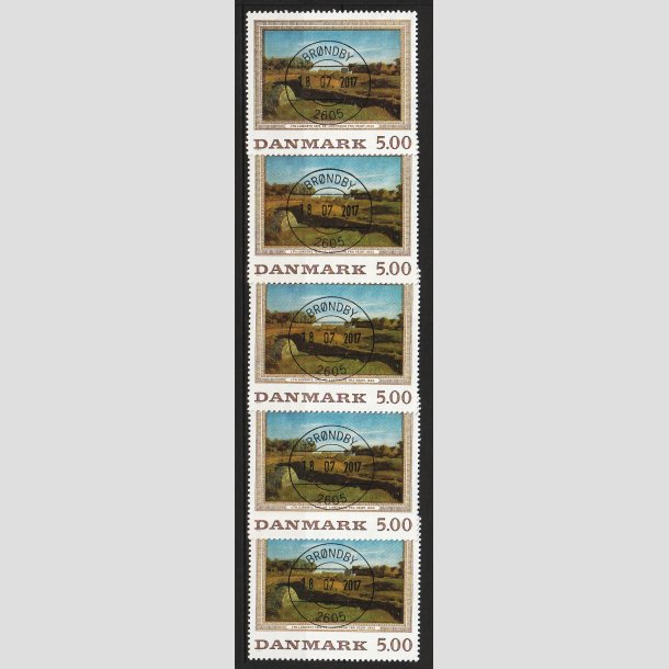 FRIM�RKER DANMARK | 1992 - AFA 1032 - Maleriserie 5. - 5,00 Kr. J. Th. Lundbye x 5 stk. - Lux Stemplet