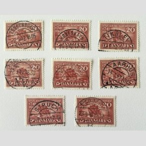 FRIM�RKER DANMARK | 1941 - AFA 271 - Vitus Bering 20 �re r�d x 8 stk. - Lux/Pragt Stemplet 