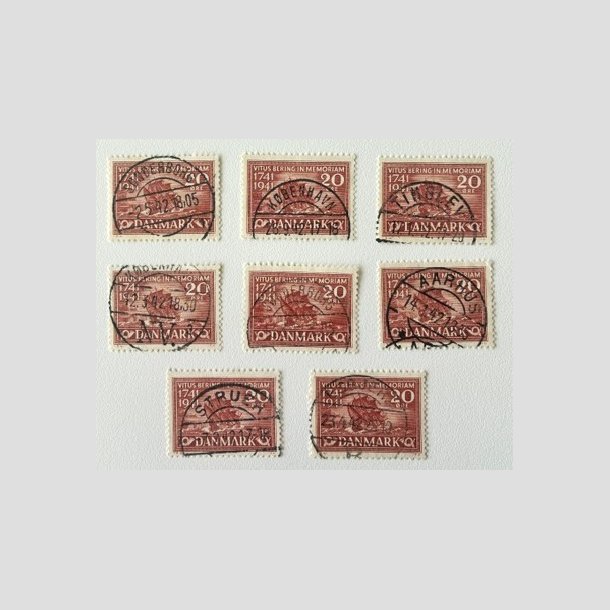 FRIM�RKER DANMARK | 1941 - AFA 271 - Vitus Bering 20 �re r�d x 8 stk. - Lux/Pragt Stemplet 