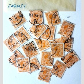 FRIM�RKER DANMARK | 1913 - AFA 73 - Chr. X - 35 �re orange x 20 stk. i pose - Stemplet (AFA 1.000,-)