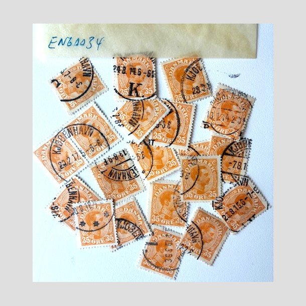 FRIM�RKER DANMARK | 1913 - AFA 73 - Chr. X - 35 �re orange x 20 stk. i pose - Stemplet (AFA 1.000,-)