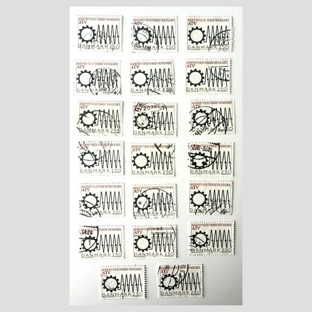 FRIM�RKER DANMARK | 1987 - AFA 884 - Akademiet for Teknisk Videnskab - 2,50 Kr. sort/r�d x 20 stk - P�nt Stemplet