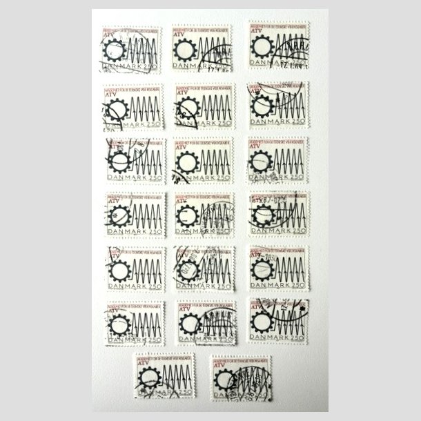 FRIM�RKER DANMARK | 1987 - AFA 884 - Akademiet for Teknisk Videnskab - 2,50 Kr. sort/r�d x 20 stk - P�nt Stemplet