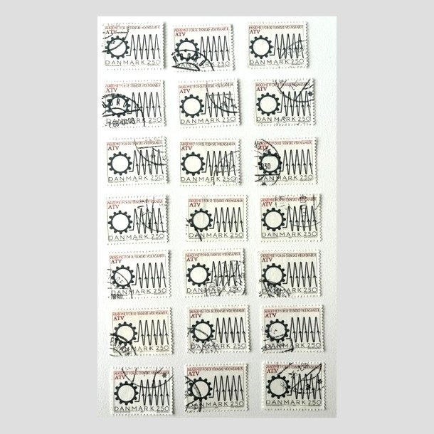 FRIM�RKER DANMARK | 1987 - AFA 884 - Akademiet for Teknisk Videnskab - 2,50 Kr. sort/r�d x 21 stk - P�nt Stemplet
