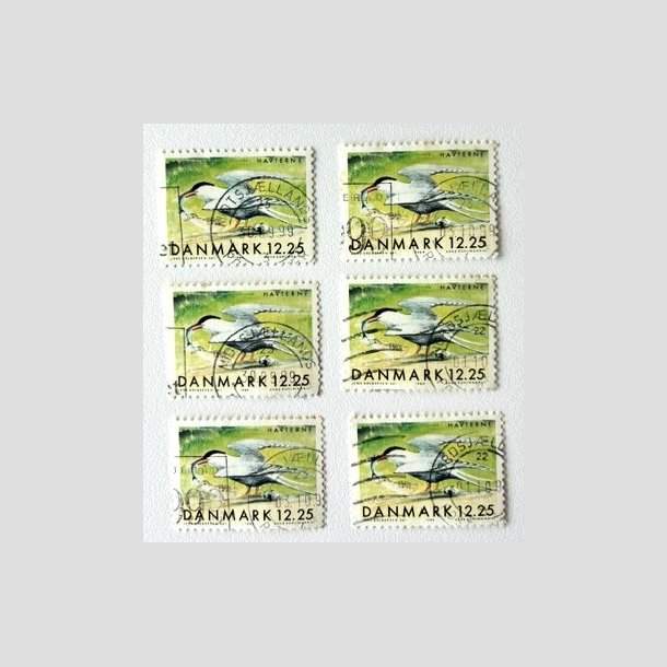 FRIM�RKER DANMARK | 1999 - AFA 1225 - Danske tr�kfugle - 6 x 12,25 Kr. Havterne - Stemplet 