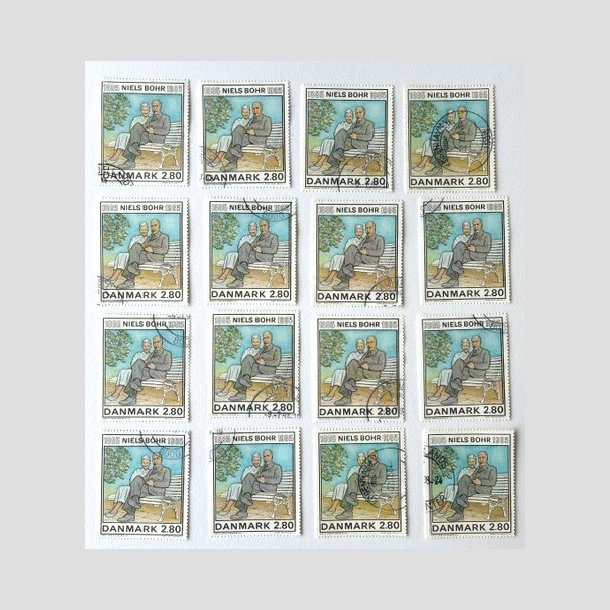 FRIM�RKER DANMARK | 1985 - AFA 842 - Niels Bohr - 16 x 2,80 Kr. flerfarvet - P�nt Stemplet