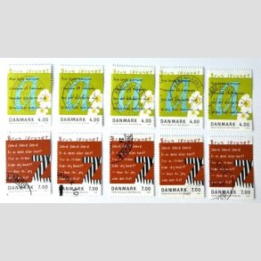 FRIM�RKER DANMARK | 2001 - AFA 1281+82 - Brug sproget - 5 x s�t - Stemplet