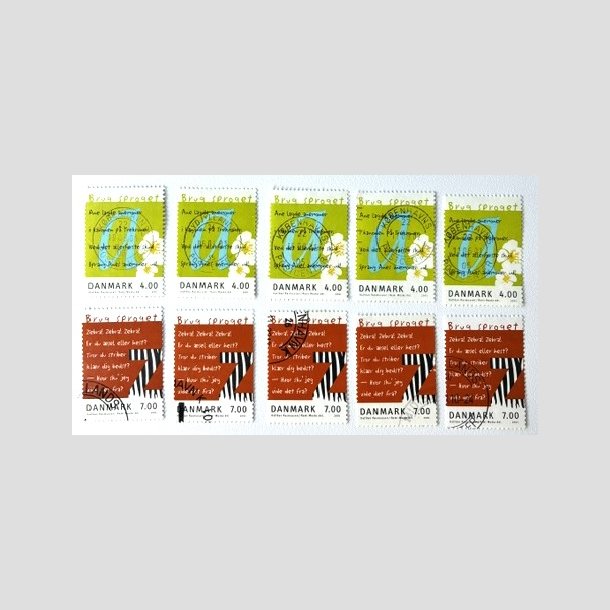 FRIM�RKER DANMARK | 2001 - AFA 1281+82 - Brug sproget - 5 x s�t - Stemplet