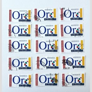 FRIM�RKER DANMARK | 1992 - AFA 1025 - Ord-blindesagen 50 �r - 15 x 3,75 Kr. + 50 �re flerfarvet - P�nt Stemplet